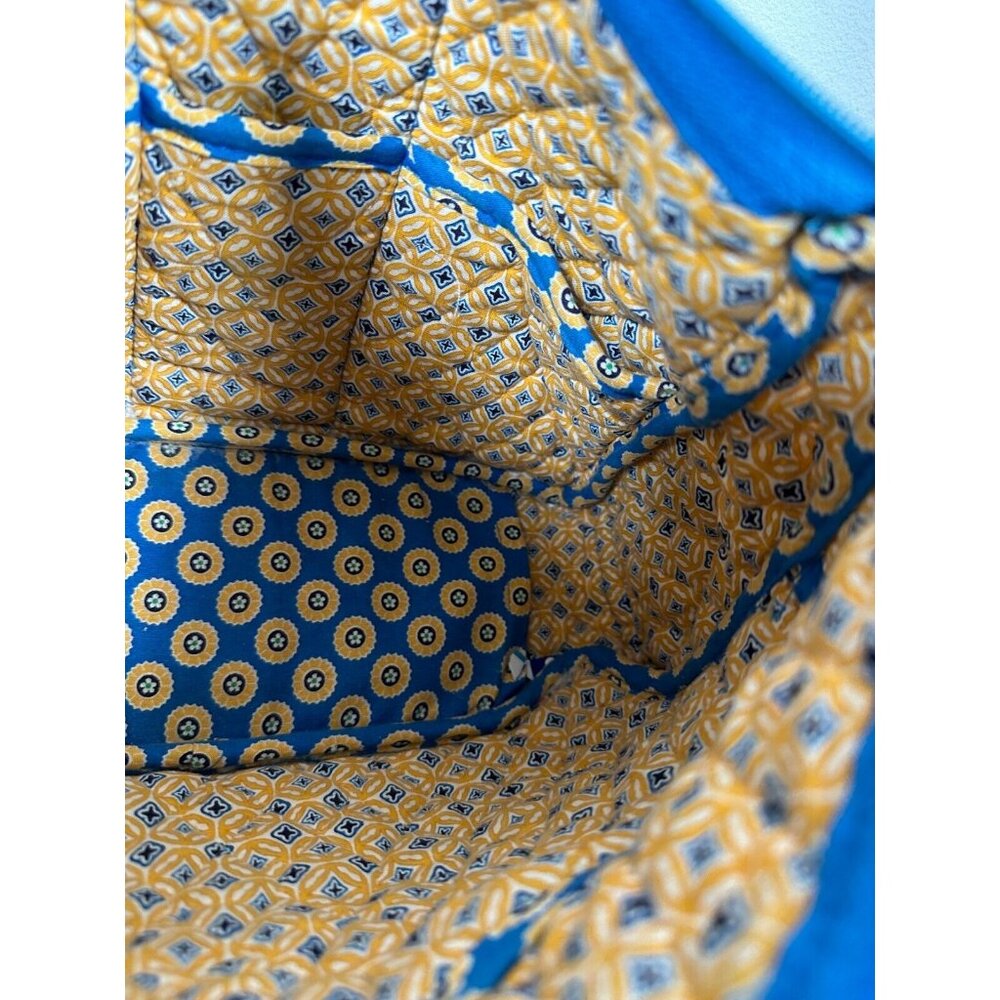 Vera Bradley Floral Shoulder Bag Yellow‎ Blue Zip Pockets Adjustable - Picture 5 of 16